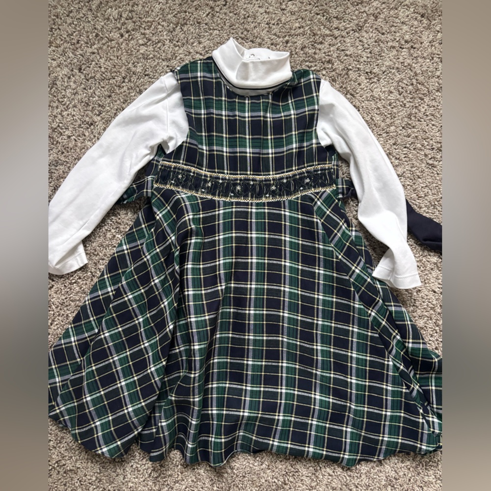 Plaid Green and White Kids Casual Dress